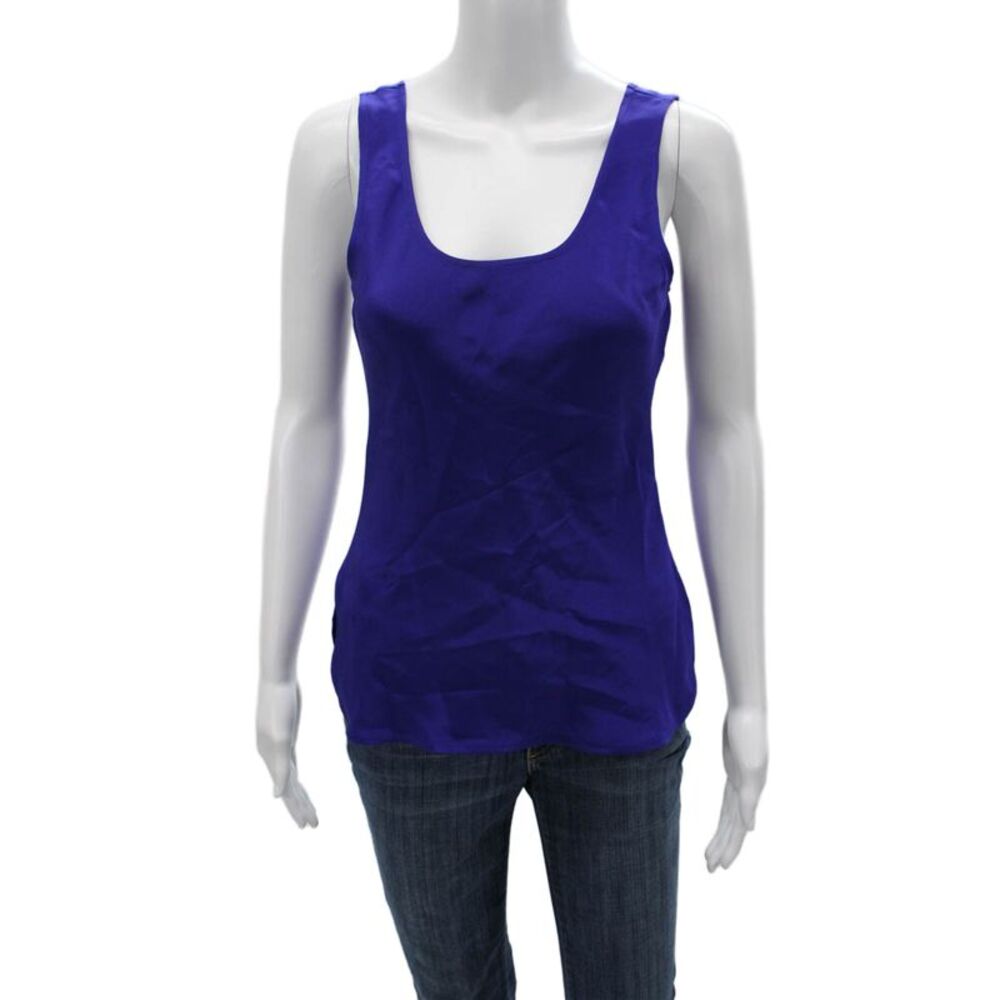 Pencey Women Blue 100% Silk Square Neck Sleeveless Camisole Size S